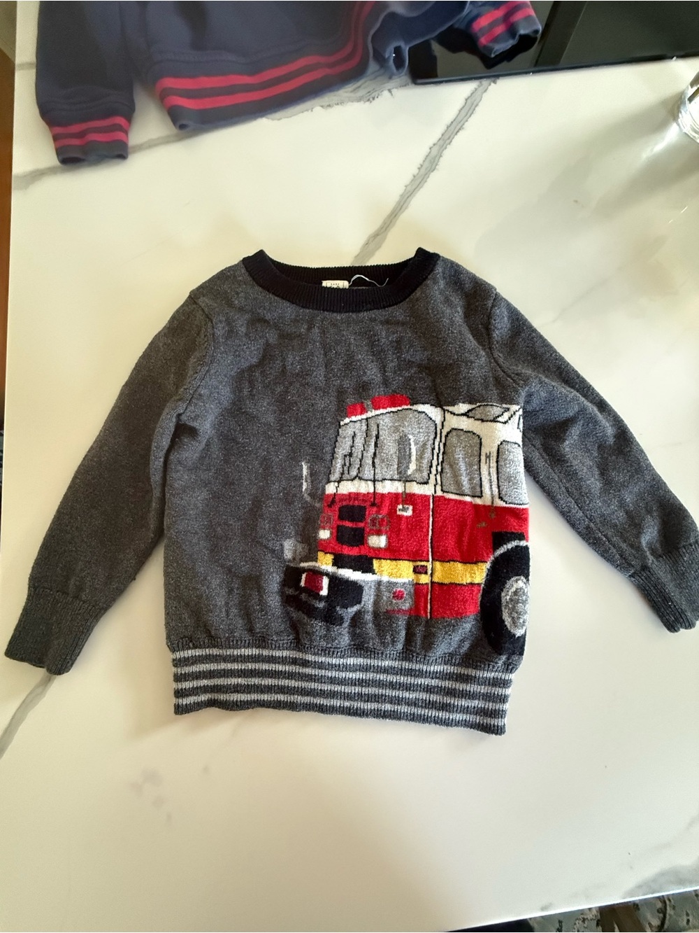 GAP Baby Gray Sweater with Black Ribbed Collar